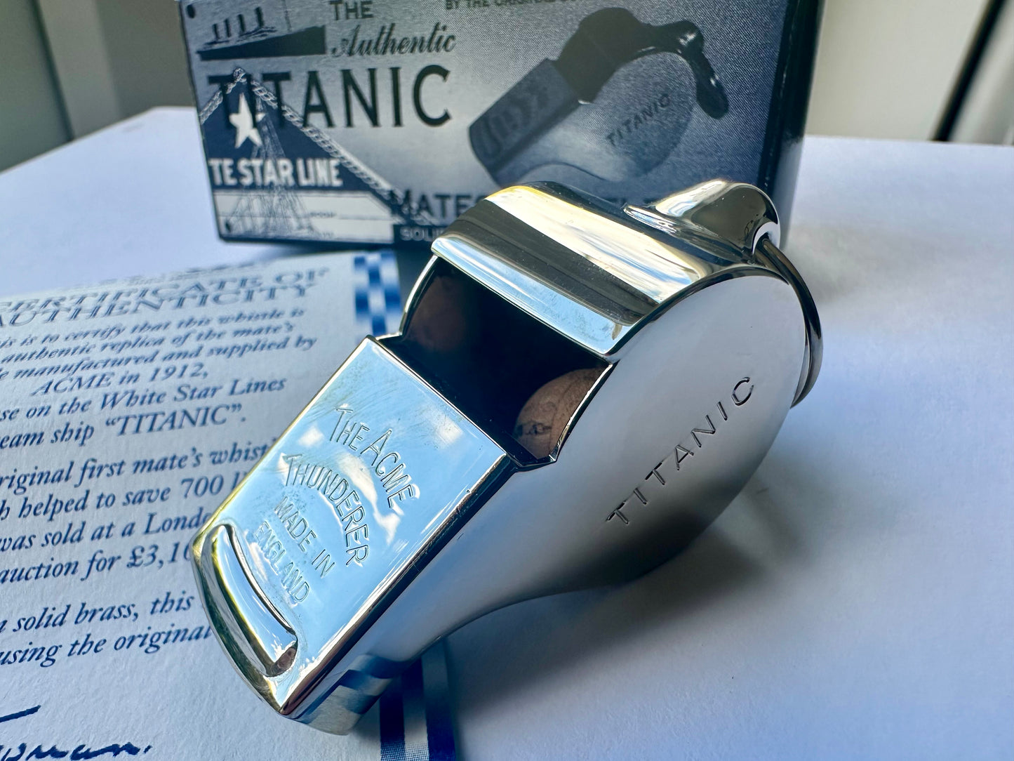 RMS Titanic Whistle Thunderer 58 with Certificate of Authenticity