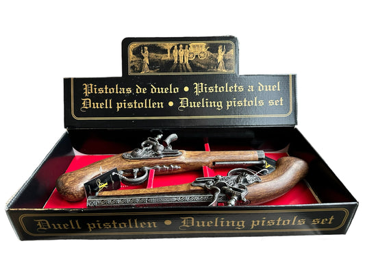 English 18th Century Dueling Pirate Pistols in Presentation Gift Box