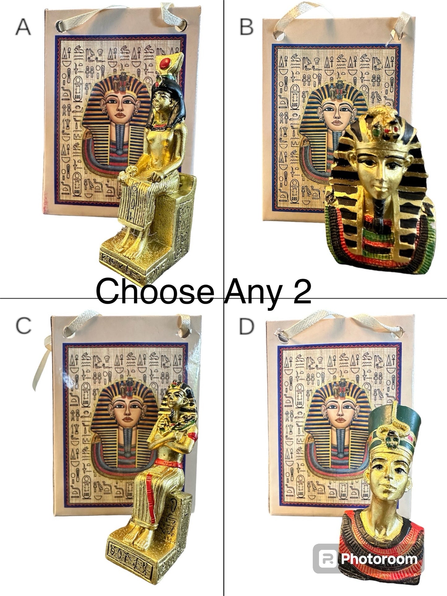 Mini Egyptian Gold Statue Nefertiti, Tutankhamen, Colossal