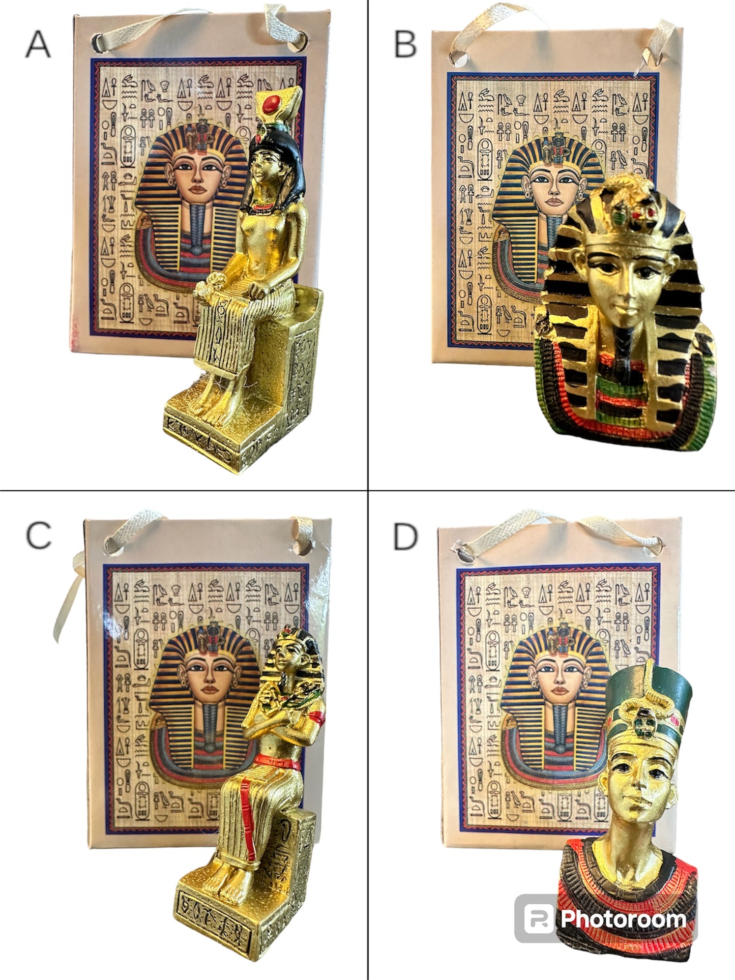 Mini Egyptian Gold Statue Nefertiti, Tutankhamen, Colossal