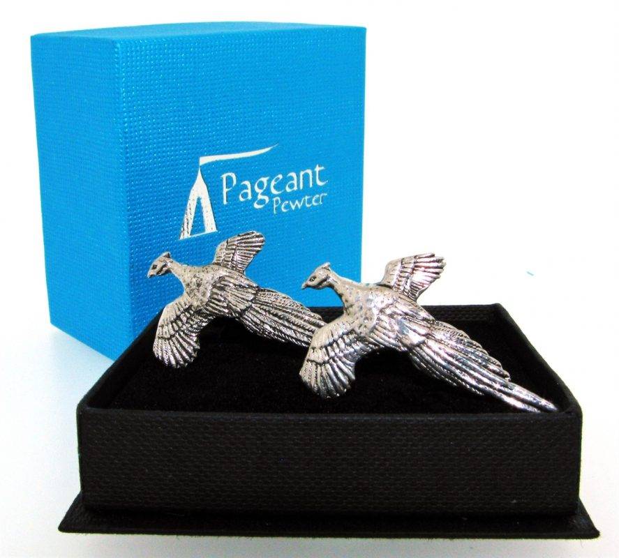 Pheasant Silver Pewter Cufflinks