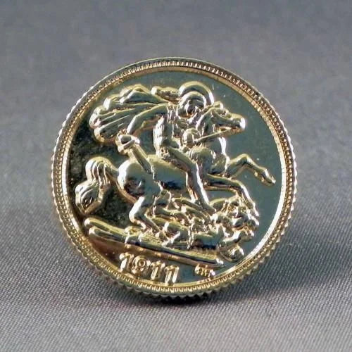 Gold Sovereign Coin Pin Badge