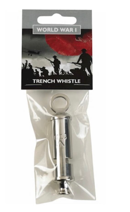 World War 1 British Army Trench Whistle 1916 with broad arrow reproduction.