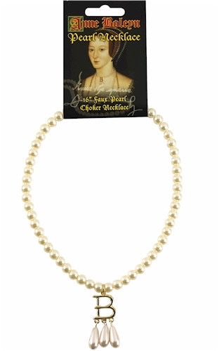 Anne Boleyn Faux Pearl Choker Necklace 16”