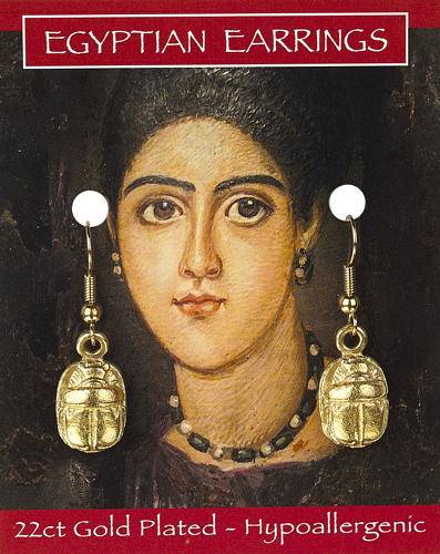 Egyptian Gold Plated Scarab Earrings