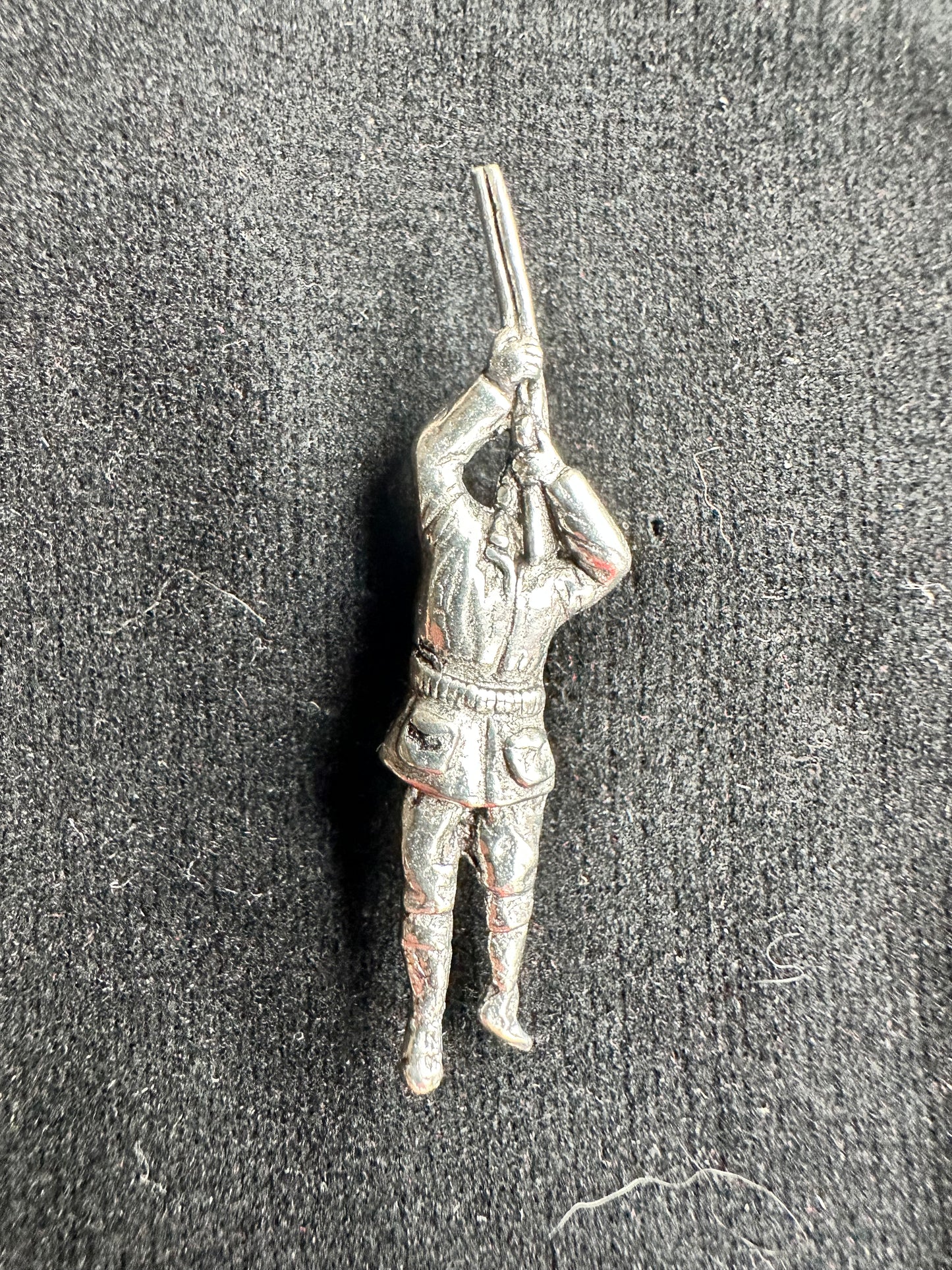 Man Shooting Game Keeper Shooter Silver Pewter Pin Badge