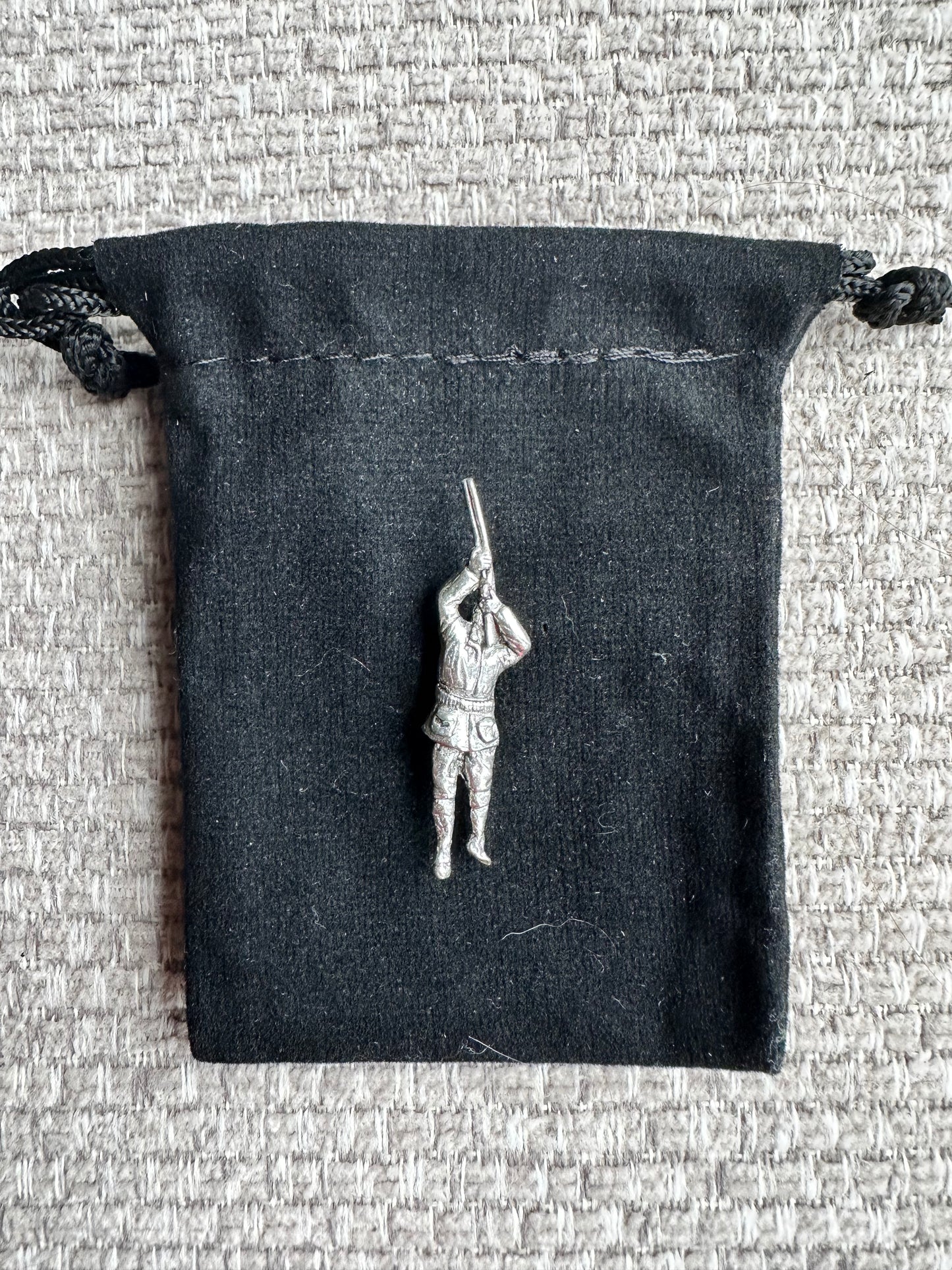 Man Shooting Game Keeper Shooter Silver Pewter Pin Badge