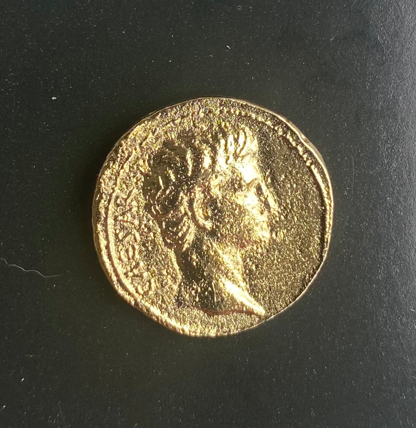 Roman Julius Caesar Gold Coin Pin Badge History In Your Hands