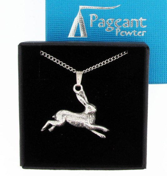 Silver Pewter Hare Pendant in Gift Box