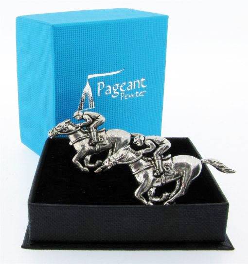 Racehorse Silver Pewter Cufflinks