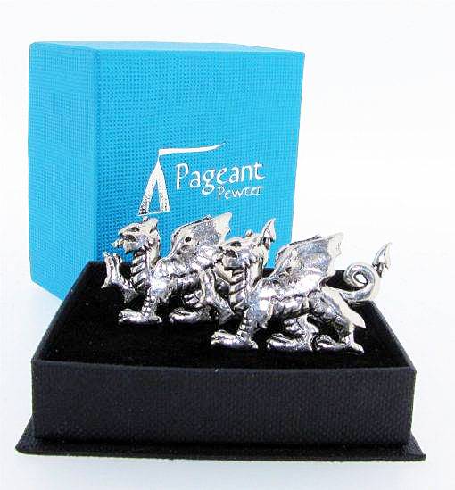 Welsh Dragon Silver Pewter Cufflinks