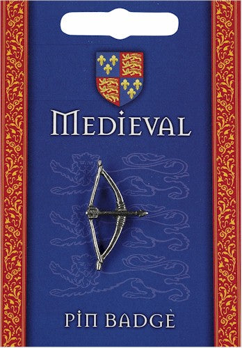 Medieval Bow & Arrow Pewter Pin Badge
