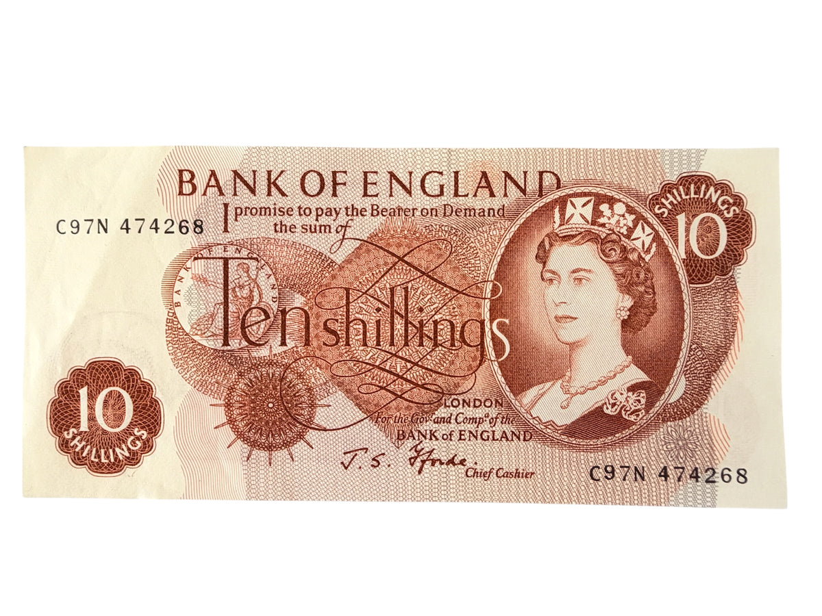 Bank of England Ten Shilling Banknote Queen Elizabeth II J.S.Fforde C97N