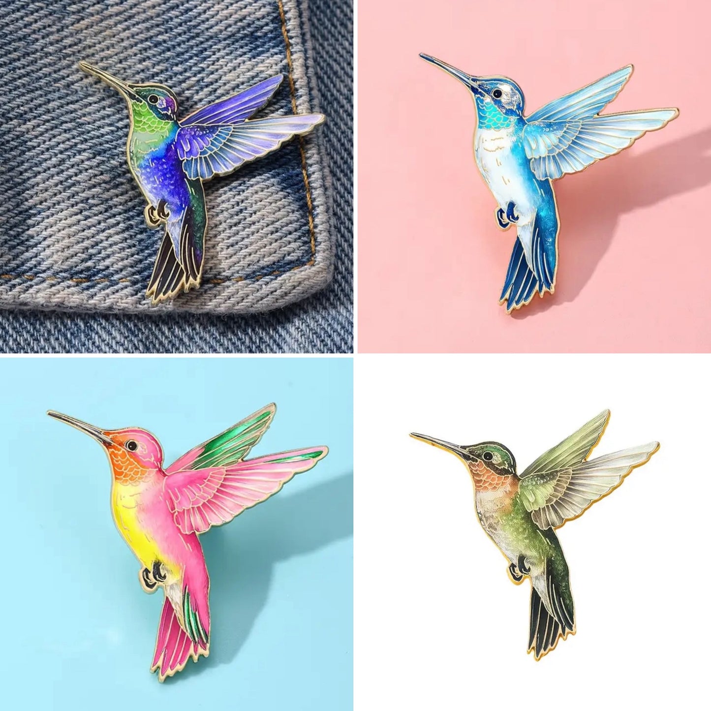 Hummingbird Wildlife Bird Enamel Pin Badge *4 COLOURS AVAILABLE*