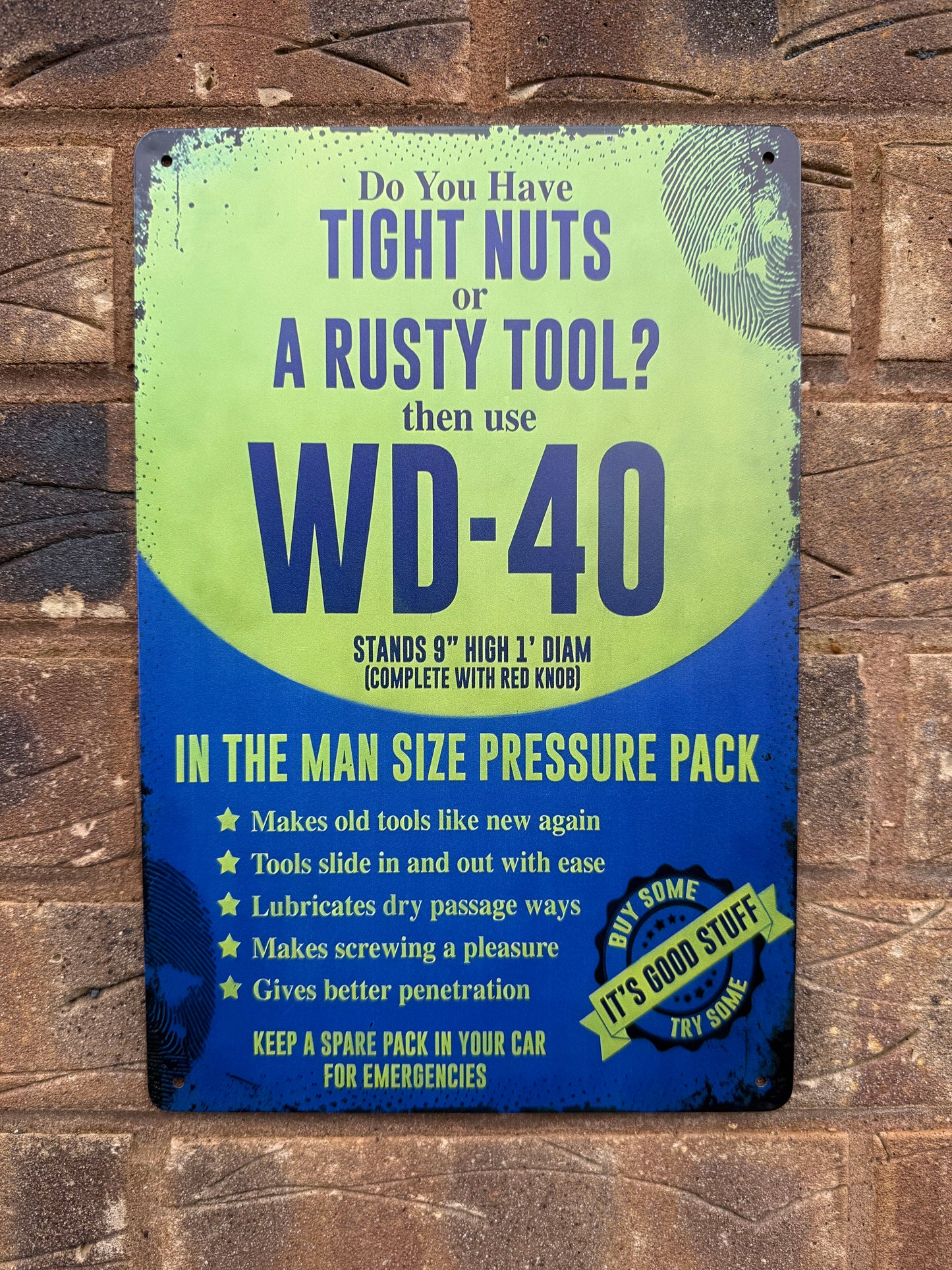 WD-40 Tight Nuts Advertising Wall Plaque Vintage Retro Man Cave Shed Garage Kitchen Rusty Sign SIZE LARGE 20x30cm