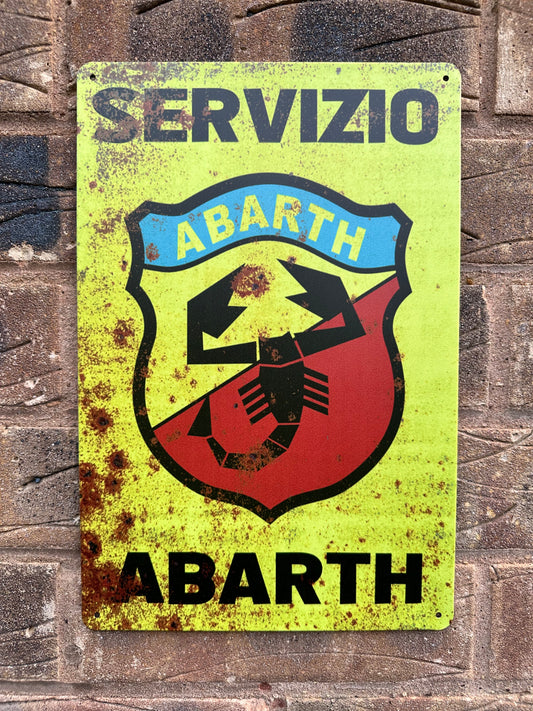 Abarth Car Service Italian Wall Plaque Vintage Retro Man Cave Shed Garage Sign SIZE LARGE 20x30cm