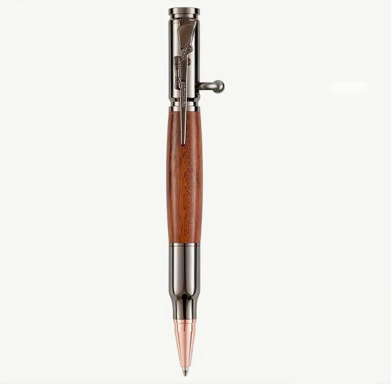 Bolt Action Hunting Shooting Rifle Bullet Wooden Rosewood Ballpoint Pen