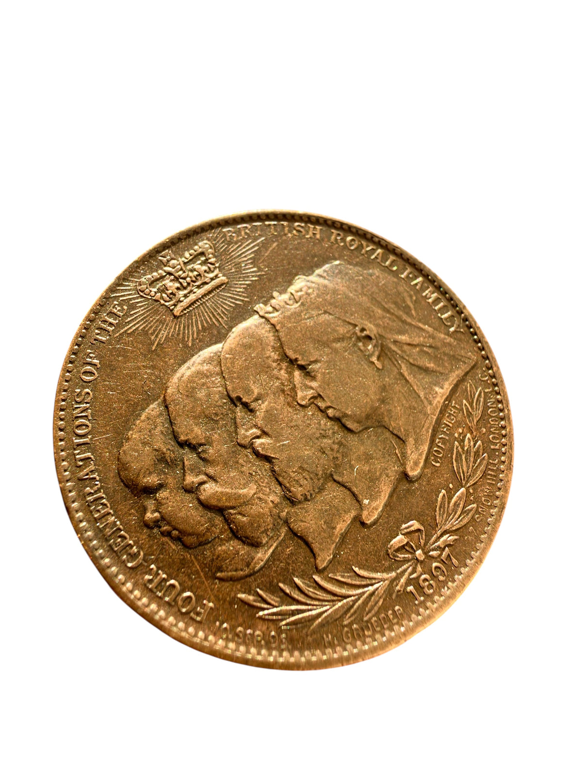 1897 Queen Victoria Copper Diamond Jubilee Medal by H Grueber & Co