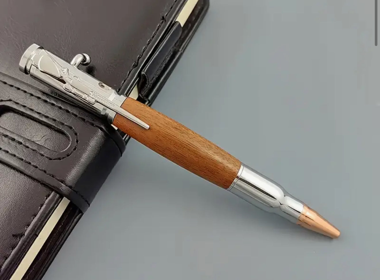 Bolt Action Hunting Shooting Rifle Bullet Wooden Rosewood Ballpoint Pen