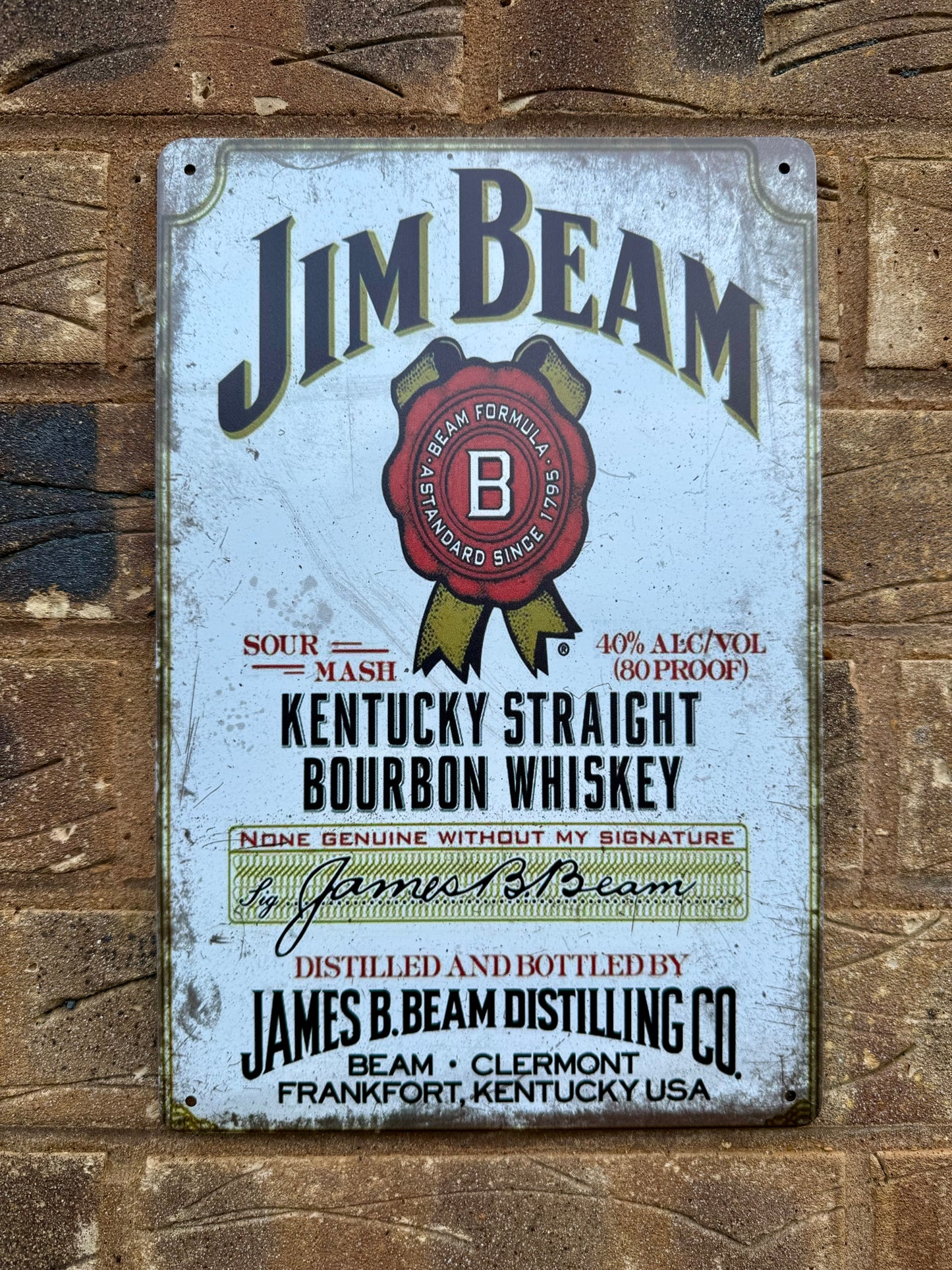 Jim Beam Whisky Advertising Wall Plaque Vintage Retro Man Cave Shed Garage Rusty Sign SIZE LARGE 20x30cm