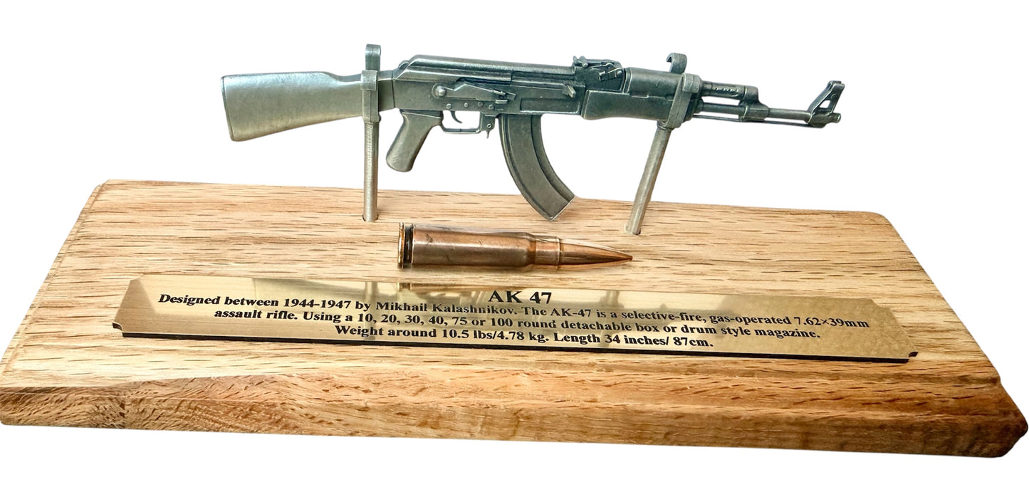 AK47 Kalashnikov 1/6 Miniature English Pewter Gun Desk Display *VETERAN GIFT*