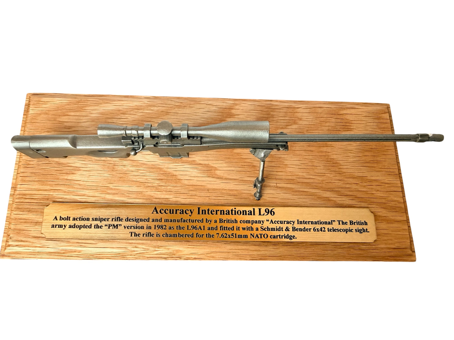 British Army Gulf/Iraq L96 Sniper Rifle 1/6 Mini English Pewter Gun Desk Display