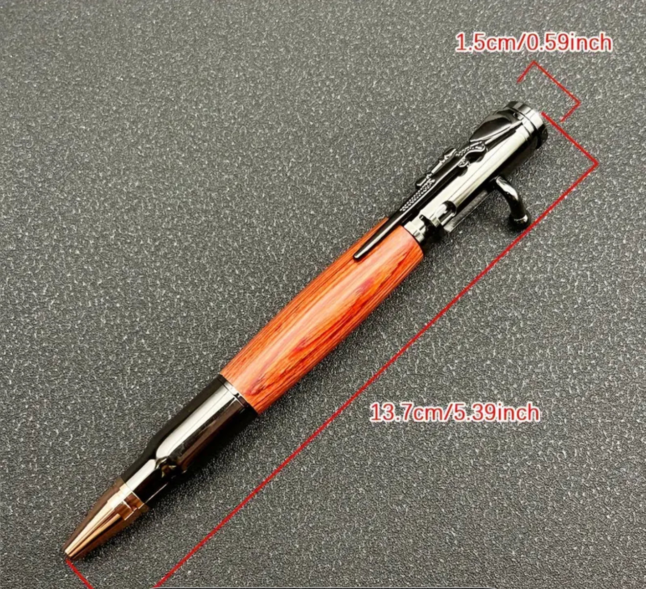 Bolt Action Hunting Shooting Rifle Bullet Wooden Rosewood Ballpoint Pen
