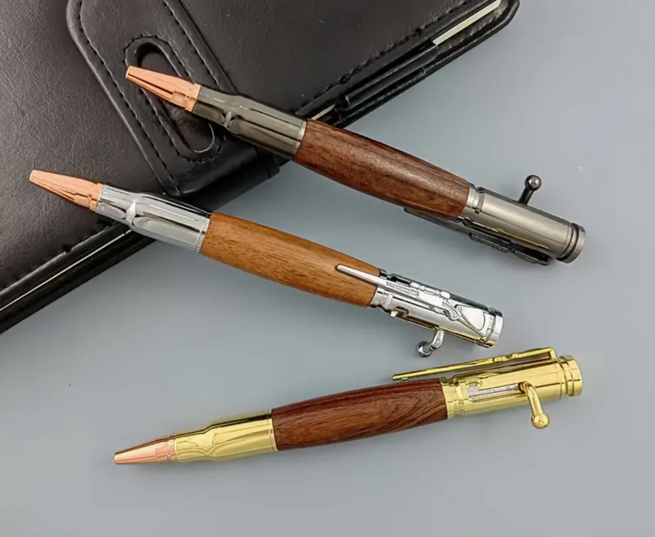 Bolt Action Hunting Shooting Rifle Bullet Wooden Rosewood Ballpoint Pen
