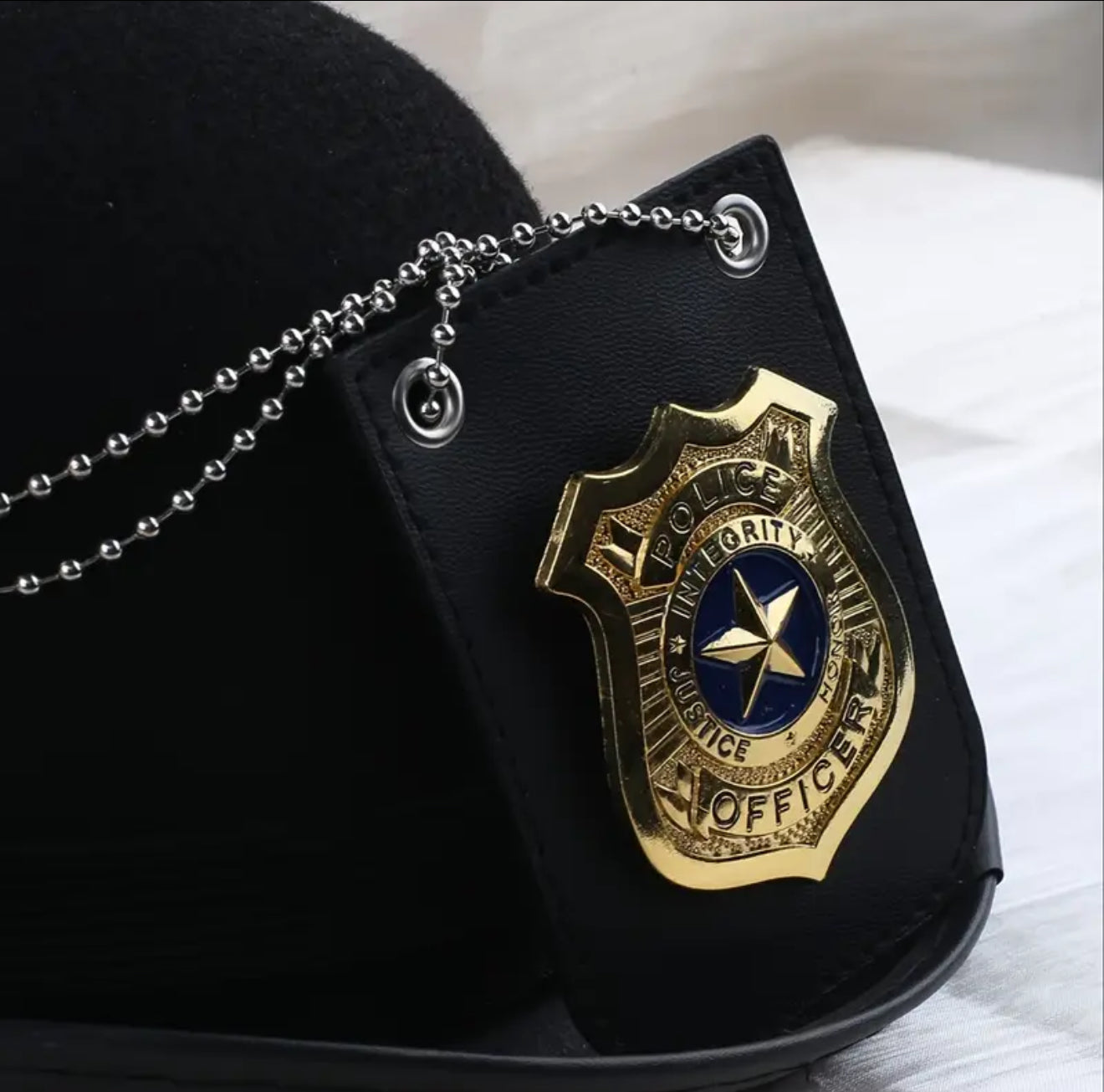 Cosplay Police Officer Chain And Belt Clip Policeman Badge