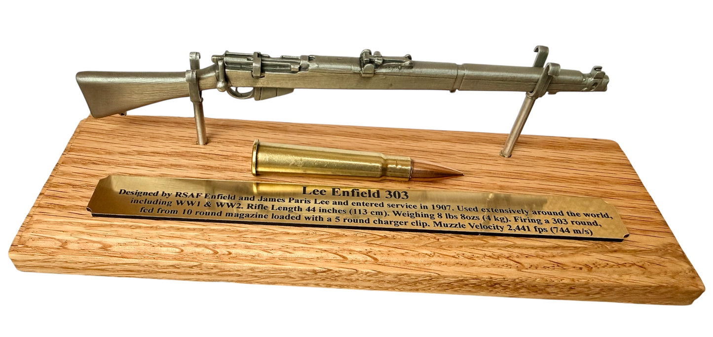 WW1 Lee Enfield WW2 Rifle 1/6 Mini English Pewter Gun Desk Display