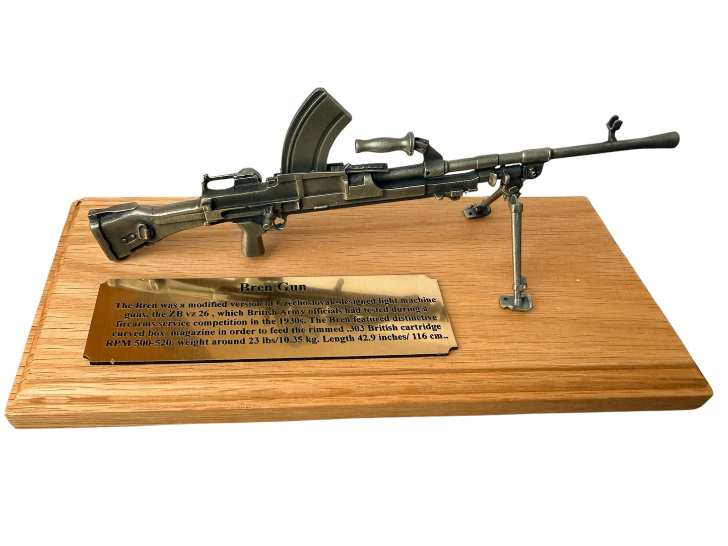 World War 2 Bren Gun WW2 Rifle 1/6 Mini English Pewter Gun Desk Display