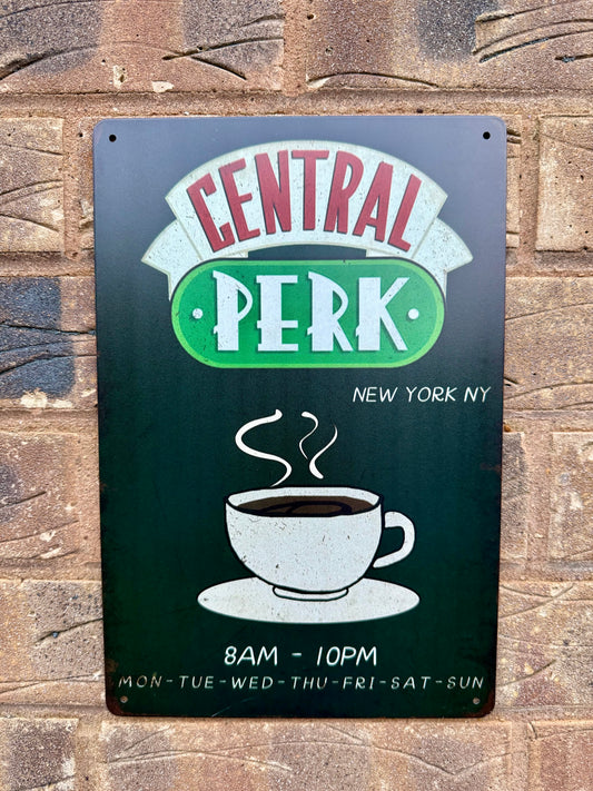 FRIENDS Central Perk Cafe Wall Plaque Vintage Man Cave Bar Sign LARGE 20x30 CM