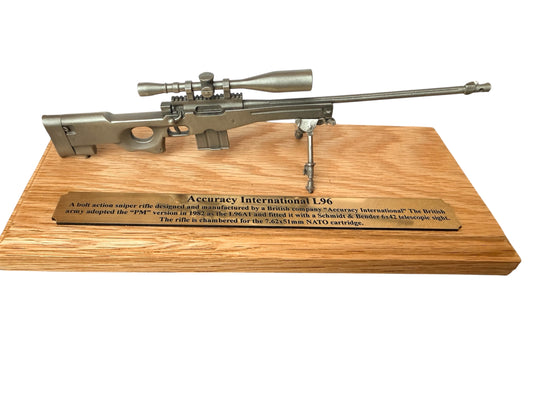 British Army Gulf/Iraq L96 Sniper Rifle 1/6 Mini English Pewter Gun Desk Display