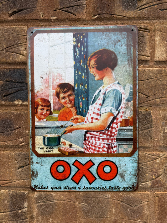 OXO Cube Advertising Plaque Vintage Man Cave Shed Bar Sign SIZE LARGE 20x30 CM