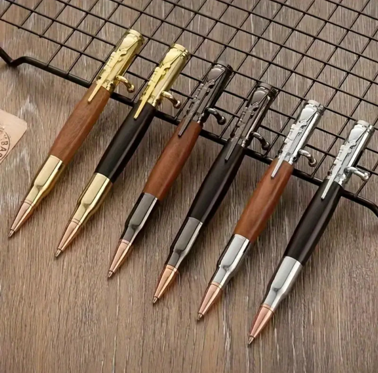 Bolt Action Hunting Shooting Rifle Bullet Wooden Rosewood Ballpoint Pen
