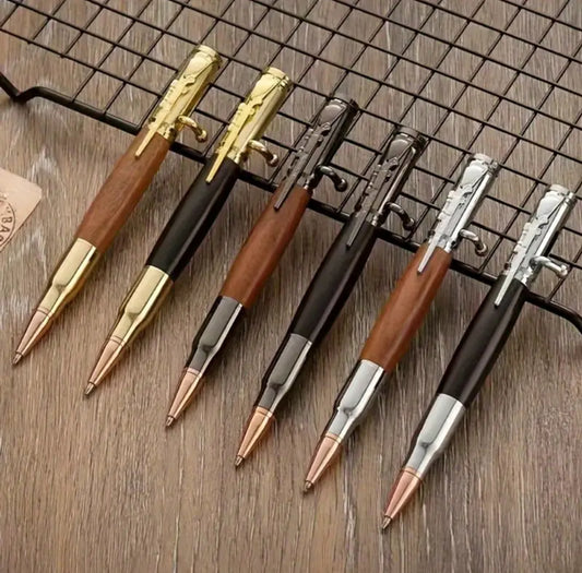 Bolt Action Hunting Shooting Rifle Bullet Wooden Rosewood Ballpoint Pen