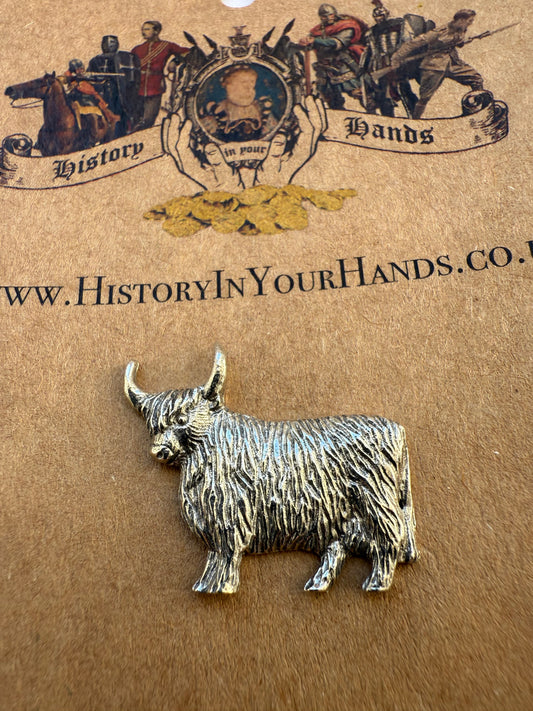 Highland Cow Silver Pewter Quality Lapel Pin Badge