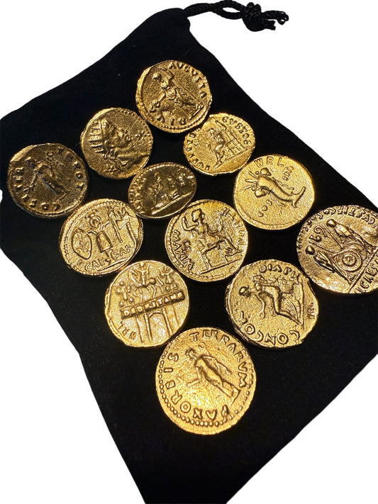 12 Gold Aureus Roman Emperor ‘Rulers of Rome’ Collectible Coins In Gift Bag
