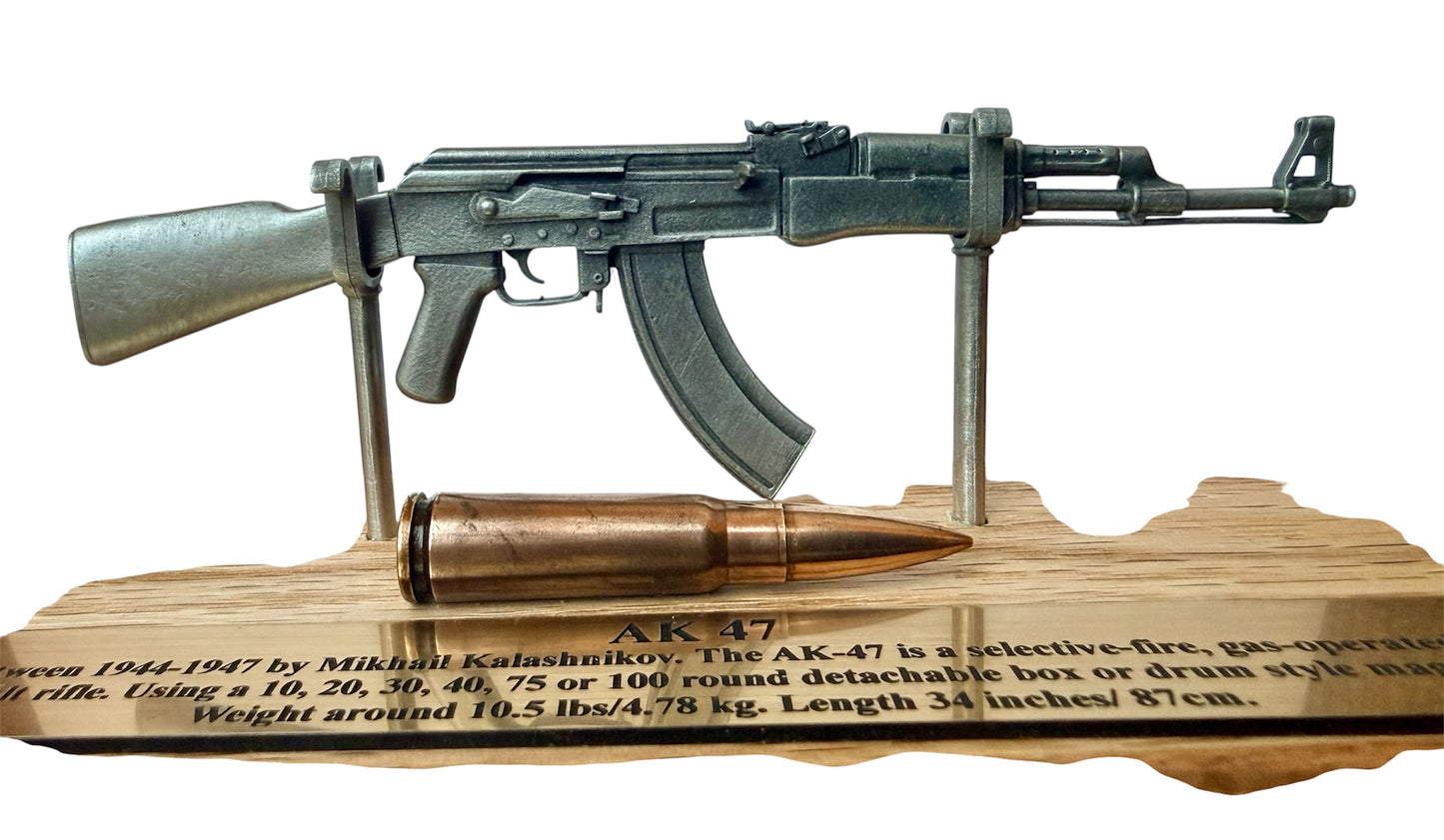 AK47 Kalashnikov 1/6 Miniature English Pewter Gun Desk Display *VETERAN GIFT*