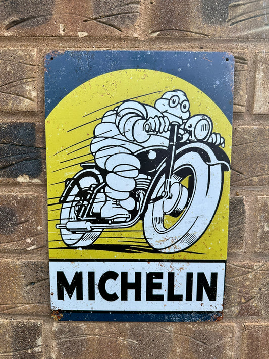 Michelin Man Motorbike Tyre Wall Plaque Vintage Retro Man Cave Shed Garage Rusty Sign SIZE LARGE 20x30cm