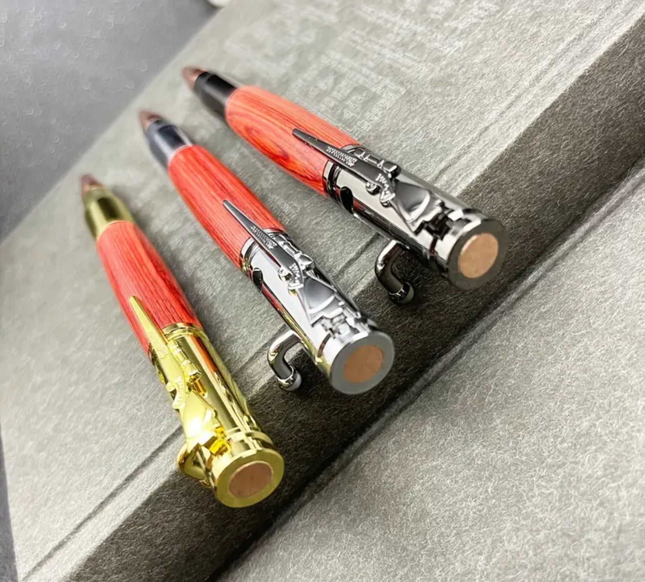 Bolt Action Hunting Shooting Rifle Bullet Wooden Rosewood Ballpoint Pen