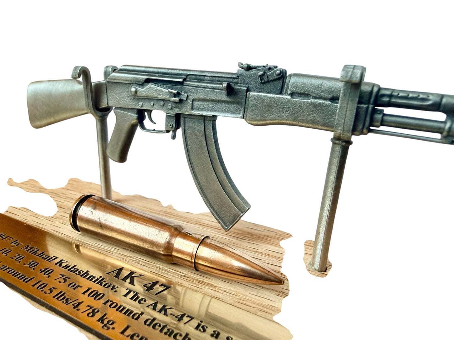 AK47 Kalashnikov 1/6 Miniature English Pewter Gun Desk Display *VETERAN GIFT*
