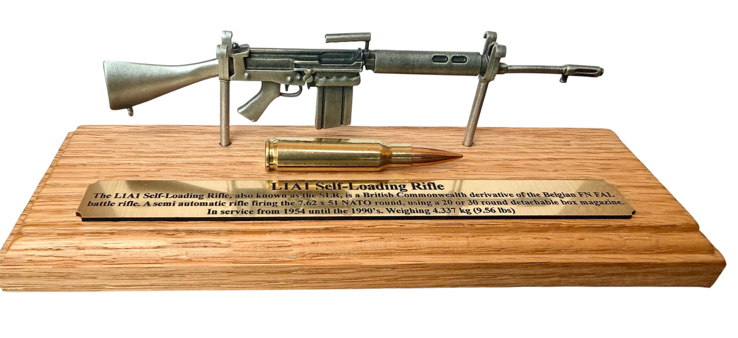 British Army Falklands & NI L1A1 SLR 1/6 Mini English Pewter Gun Desk Display