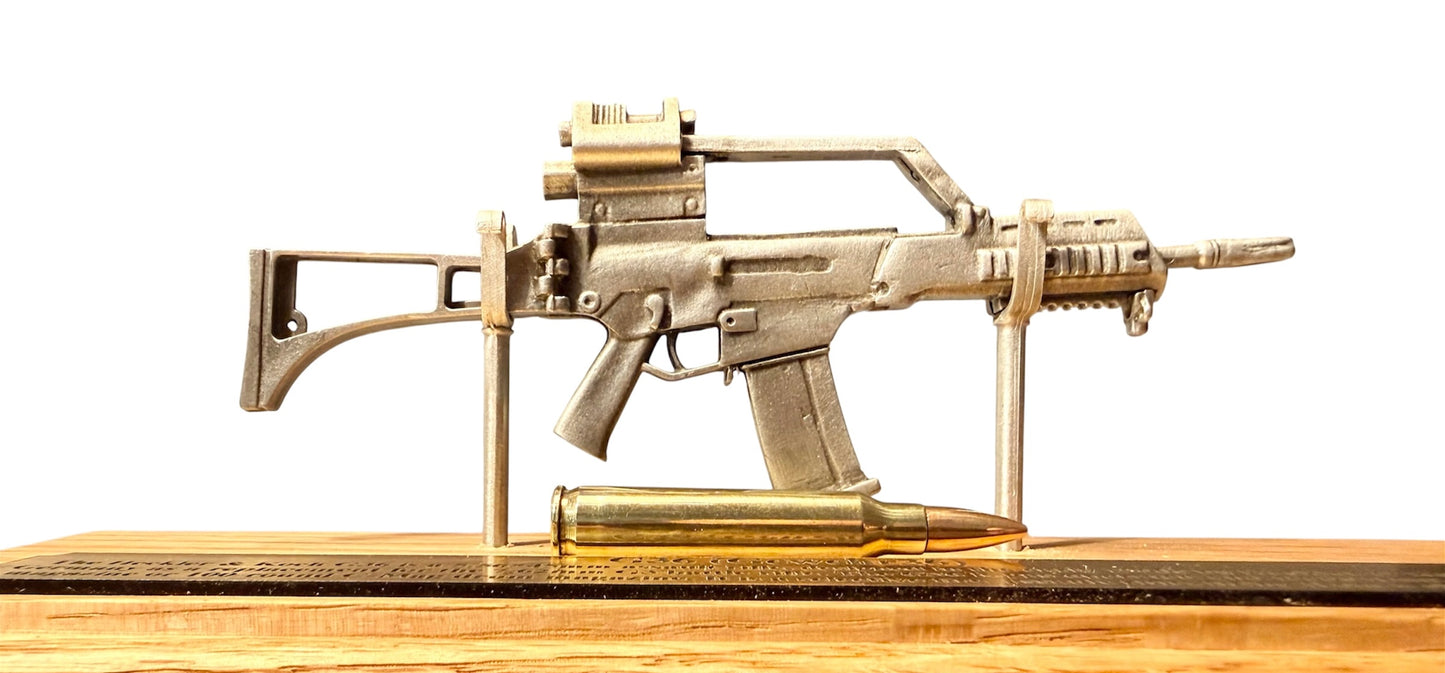 Police ARV G36 1/6 Miniature English Pewter Gun Desk Display *RETIREMENT GIFT*