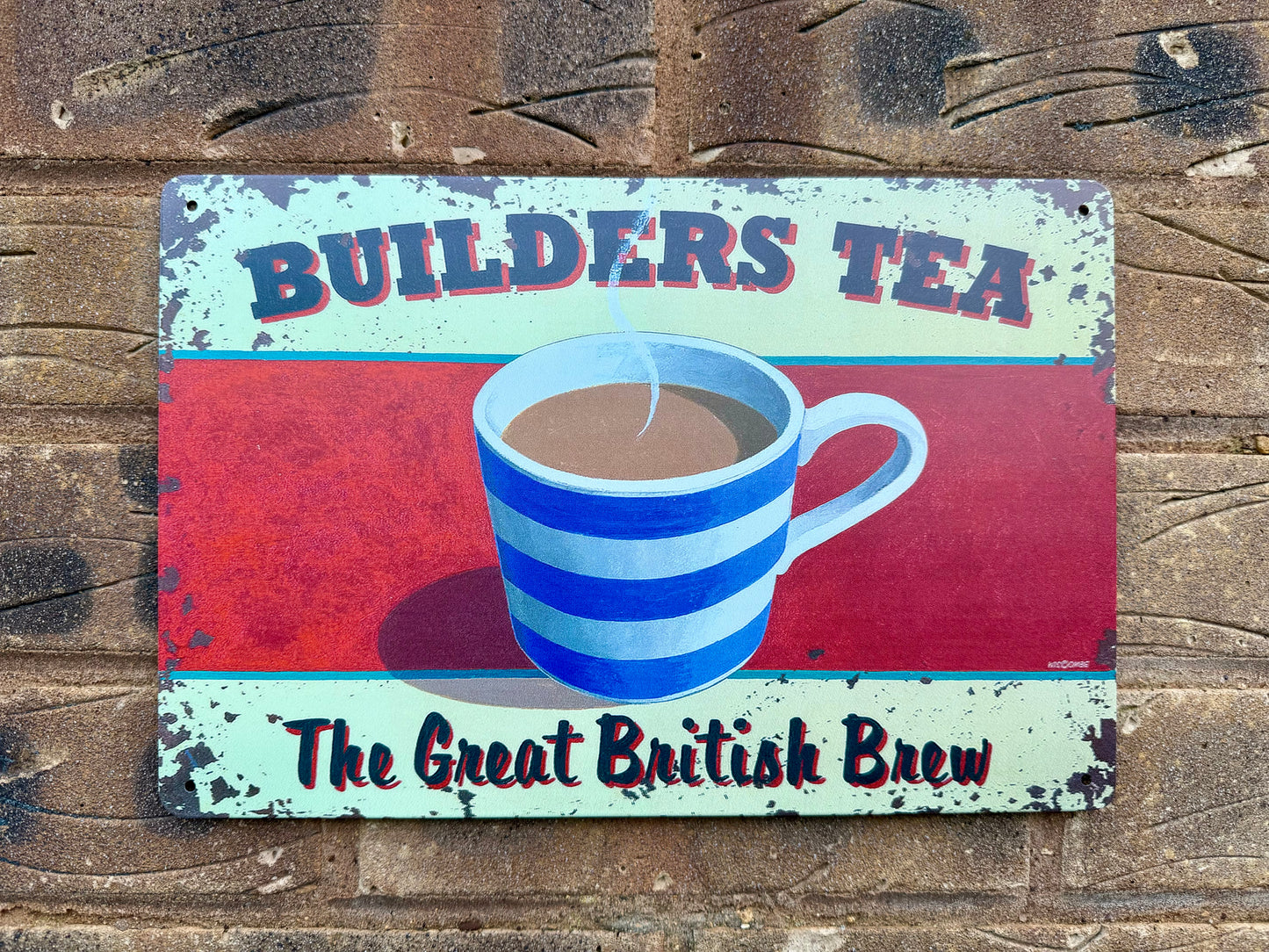 Builders Tea Wall Plaque Vintage Man Cave Garage Bar Sign SIZE LARGE 20x30 CM