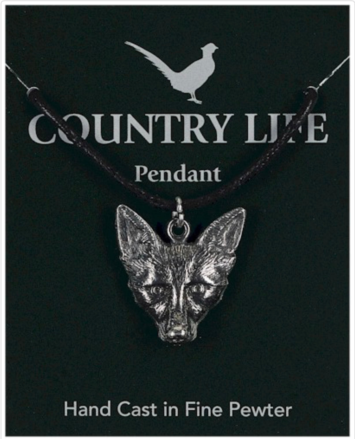 Fox Head Silver Pewter Pendant Necklace