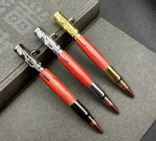 Bolt Action Hunting Shooting Rifle Bullet Wooden Rosewood Ballpoint Pen