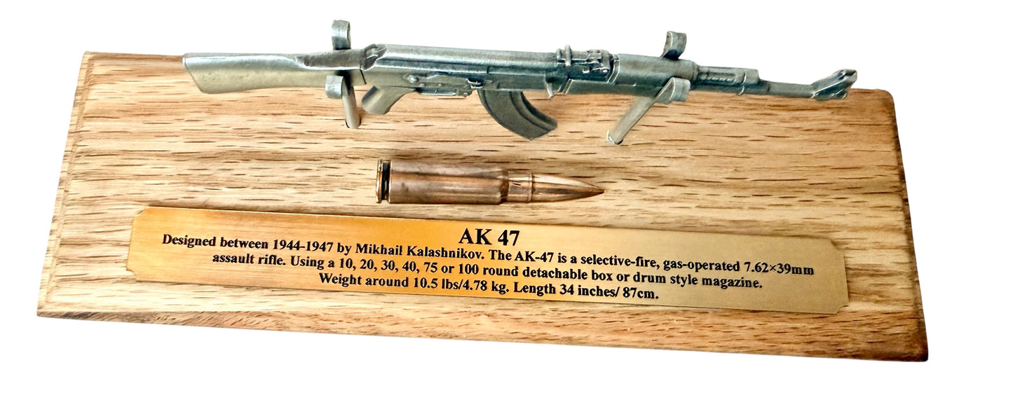 AK47 Kalashnikov 1/6 Miniature English Pewter Gun Desk Display *VETERAN GIFT*