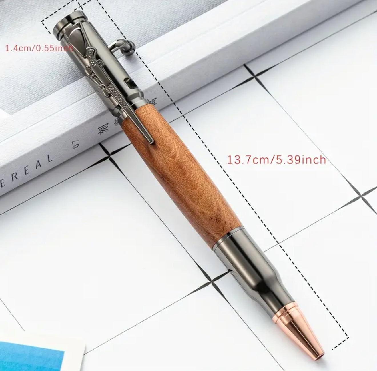 Bolt Action Hunting Shooting Rifle Bullet Wooden Rosewood Ballpoint Pen