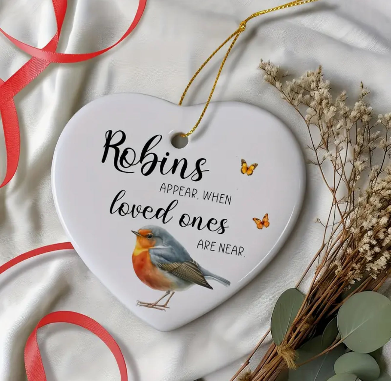 Robin Ceramic Plaque ‘Robins Appear Lost Loved Ones Are Near’ Bereavement Gift